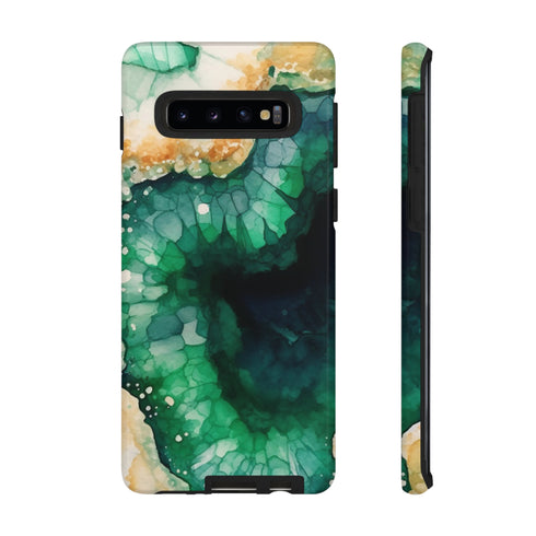 Green Geode in Watercolor - Impact Resistant Phone Case Samsung Galaxy S10 Glossy